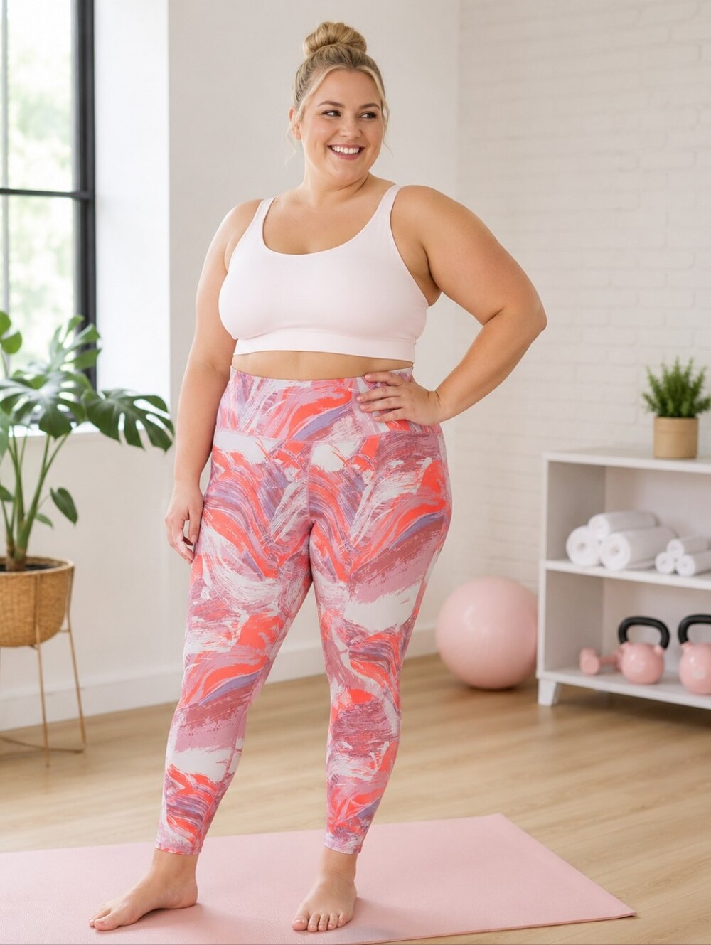 Old Navy Active PowerSoft 2X Plus Abstract High-Waist Leggings